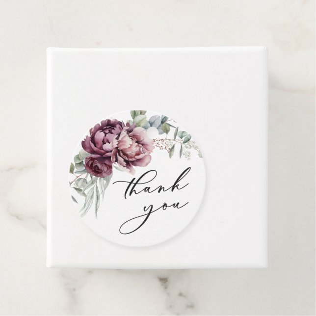 Rustikales Burgund und Plum Floral Vielen Dank für Geschenkanhänger (Beispiel)