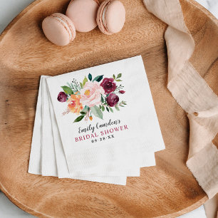 Rustikales Burgunder Blush Fall Brautparty Serviette