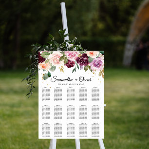 Rustikales Burgunder Wasserfarben Blume & Goldfall Poster