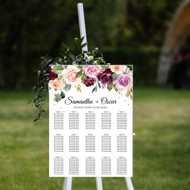 Rustikales Burgunder Wasserfarben Blume & Goldfall Poster (Von Creator hochgeladen)