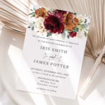 Rustikales Burgundy Burnt Orange Ivory Floral Wedd