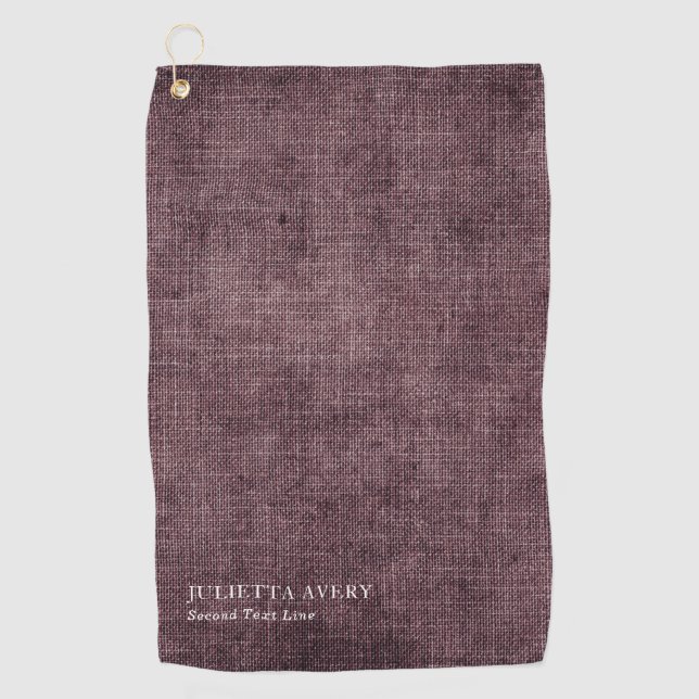 Rustikales Burgundy Linen Texture Golfhandtuch (Vorderseite)