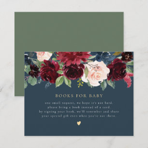 Rustikales Burgundy & Navy Floral Books für Babyka Einladung