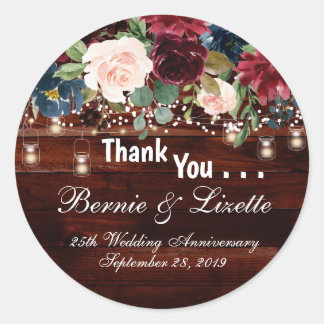 Rustikales Burgundy Navy Stickers dunkles Holz