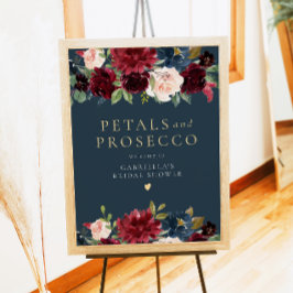 Rustikales Burgundy Petals & Prosecco Brautparty Poster