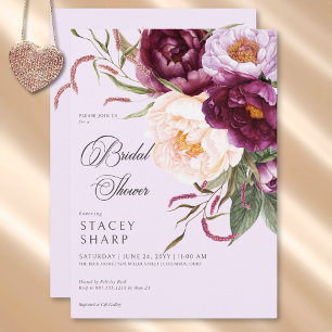 Rustikales Burgundy & Pink Peonies Brautparty Einladung