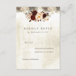 Rustikales Burgundy Wedding Floral UAWG RSVP Karte