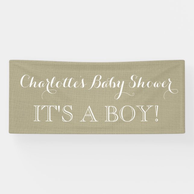 Rustikales Burlap Baby Duschzeichen Custom Banner (Horizontal)