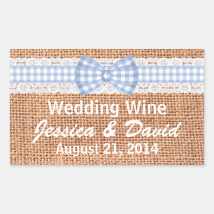 Rustikales Burlap Country Wedding Mini Wein Label Rechteckiger Aufkleber