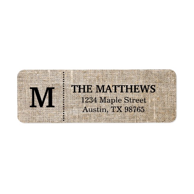 Rustikales Burlap Custom Monogram (Vorne)