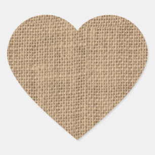 Rustikales Burlap-Design Herz-Aufkleber