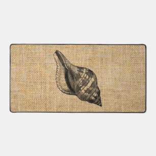 Rustikales Burlap Foto Image Beach Theme Seashells Schreibtischunterlage