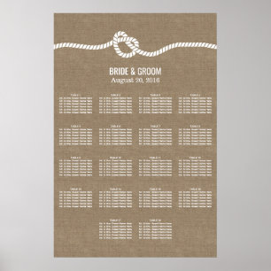 Rustikales Burlap Knoten 18 Tische Hochzeitstabell Poster