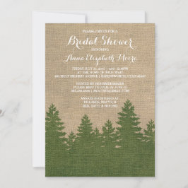Rustikales Burlap Pine Trees Winter Brautparty Einladung