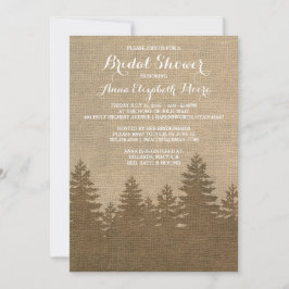 Rustikales Burlap Pine Trees Winter Brautparty Einladung