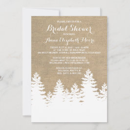 Rustikales Burlap Pine Trees Winter Brautparty Einladung