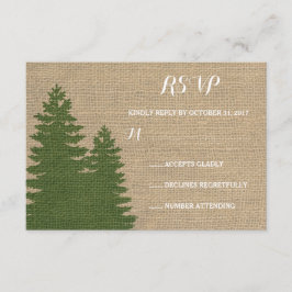 Rustikales Burlap Pine Trees Winter Wedding UAWG RSVP Karte