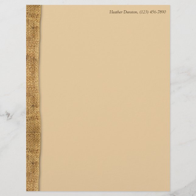 Rustikales Burlap Stationery (Vorderseite)