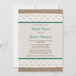 Rustikales Burlap & Vintages White Lace Brautparty Einladung