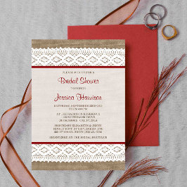 Rustikales Burlap & Vintages White Lace Brautparty Einladung