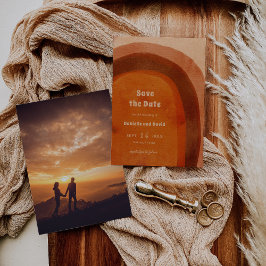 Rustikales Burnt Orange Arch Foto Moderne Hochzeit Save The Date