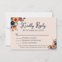 Rustikales Burnt Orange + Blue Wedding RSVP
