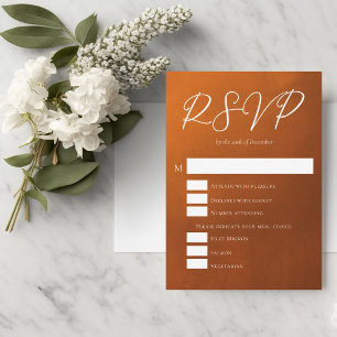 Rustikales Burnt Orange Boho Hochzeitsessen - Opti RSVP Karte