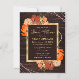 Rustikales Burnt Orange Fall Blume Brautparty Postkarte