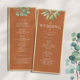 Rustikales Burnt Orange Hochzeitsprogramm Programm