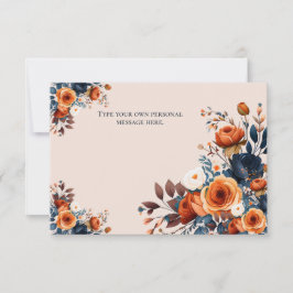 Rustikales Burnt Orange und Blue Wedding Einladung