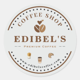 Rustikales Café-Logo für individuelles Geschäft Br Runder Aufkleber