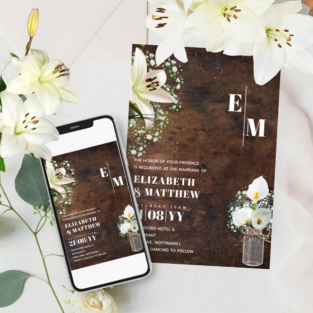 Rustikales Calla Lily Woodland gedruckt oder digit Einladung (Von Creator hochgeladen)