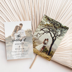 Rustikales Calligrafy Foto Wedding Einladung