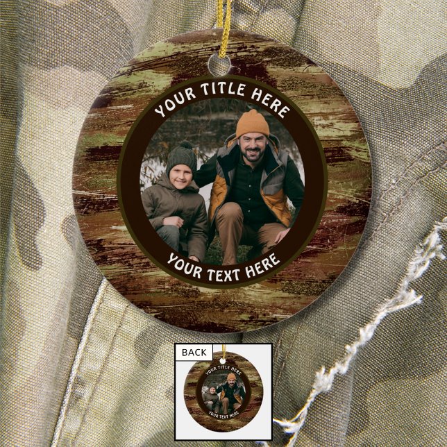 Rustikales Camouflage Foto Personalisiert Keramik Ornament (Von Creator hochgeladen)