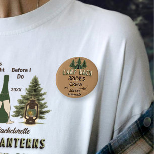 Rustikales Camp Bach Braut Crew Abzeichen Name & Button