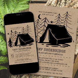 Rustikales Camp Out Doodle Art Camping Geburtstag Einladung