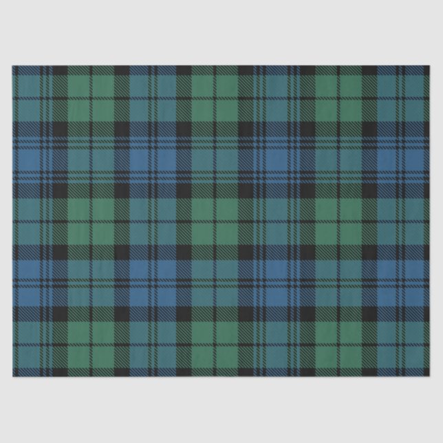 Rustikales Campbell Kariert Blue Green Tartan Seidenpapier (Vorderseite)