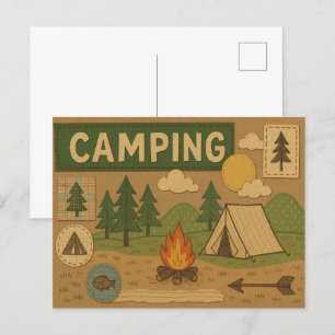 Rustikales Camping Adventure Postcard Postkarte