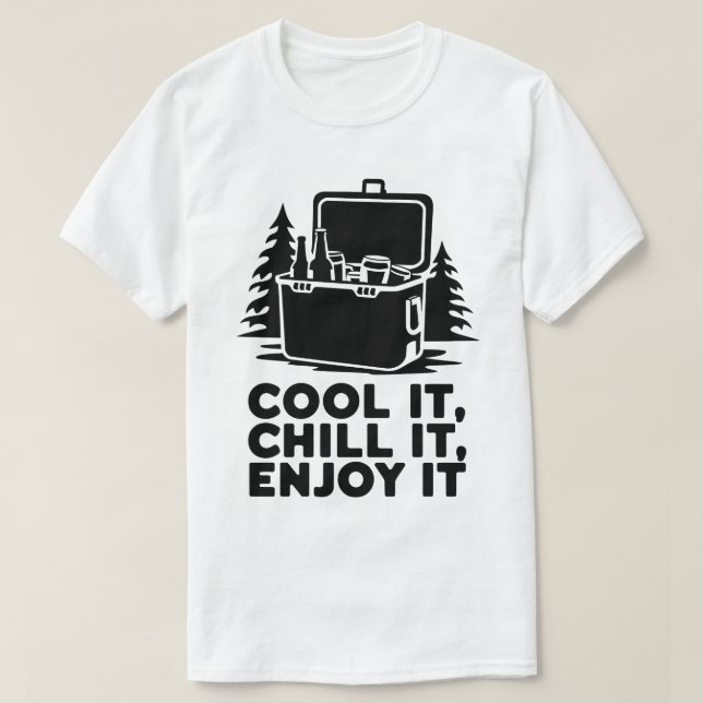 Rustikales Camping Cooler mit Drinks Adventure Des T-Shirt (Design vorne)