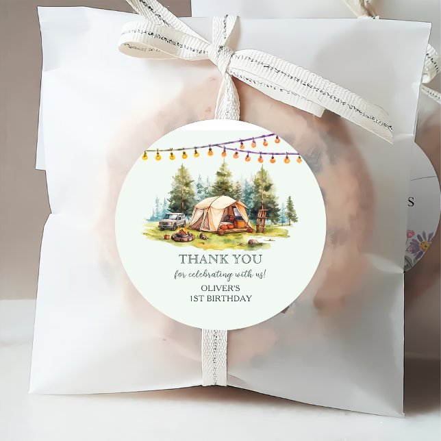 Rustikales Camping Geburtstagsparty Geschenkanhänger (Von Creator hochgeladen)