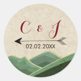 Rustikales Camping Hochzeitsticker Runder Aufkleber