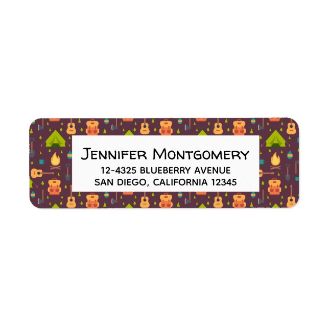 Rustikales Camping Muster Zelte und Gitarren (Vorne)