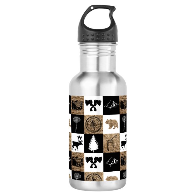 Rustikales Camping Outdoor Adventure Edelstahlflasche (Vorderseite)