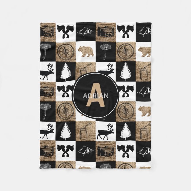 Rustikales Camping Outdoor Adventure Fleecedecke (Vorderseite)