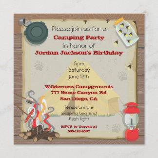 Rustikales Camping Party Einladung