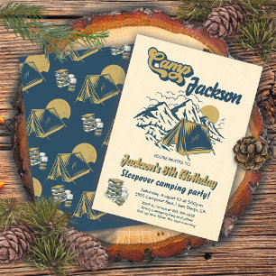 Rustikales Camping Sleepover Geburtstagsparty Einladung