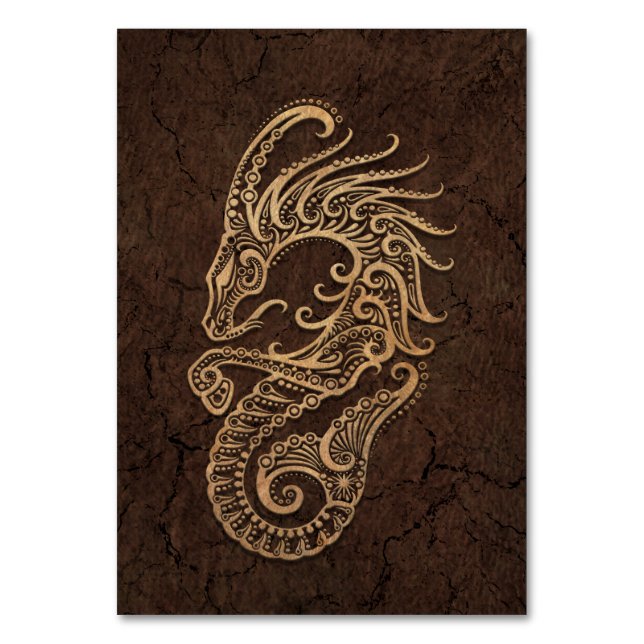 Rustikales Capricorn Zodiac-Zeichen auf Steinwirku Tischnummer (Vorderseite)