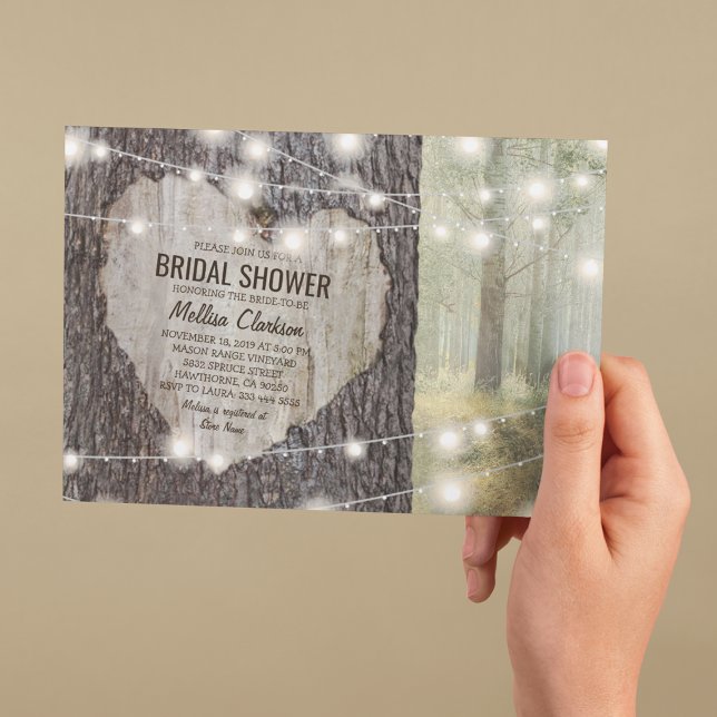 Rustikales Carved Heart Tree Brautparty Einladung (Von Creator hochgeladen)