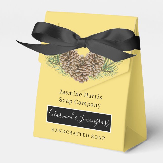 Rustikales Cedarwood Lemongrass Artisan Soap Favor Geschenkschachtel (Vorderseite)