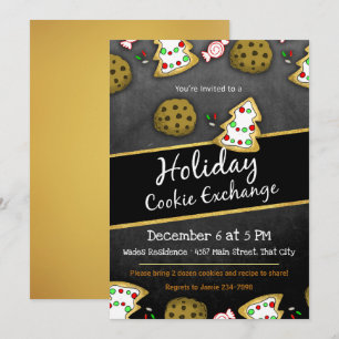 Rustikales Chalkboard Cookie Exchange Einladung